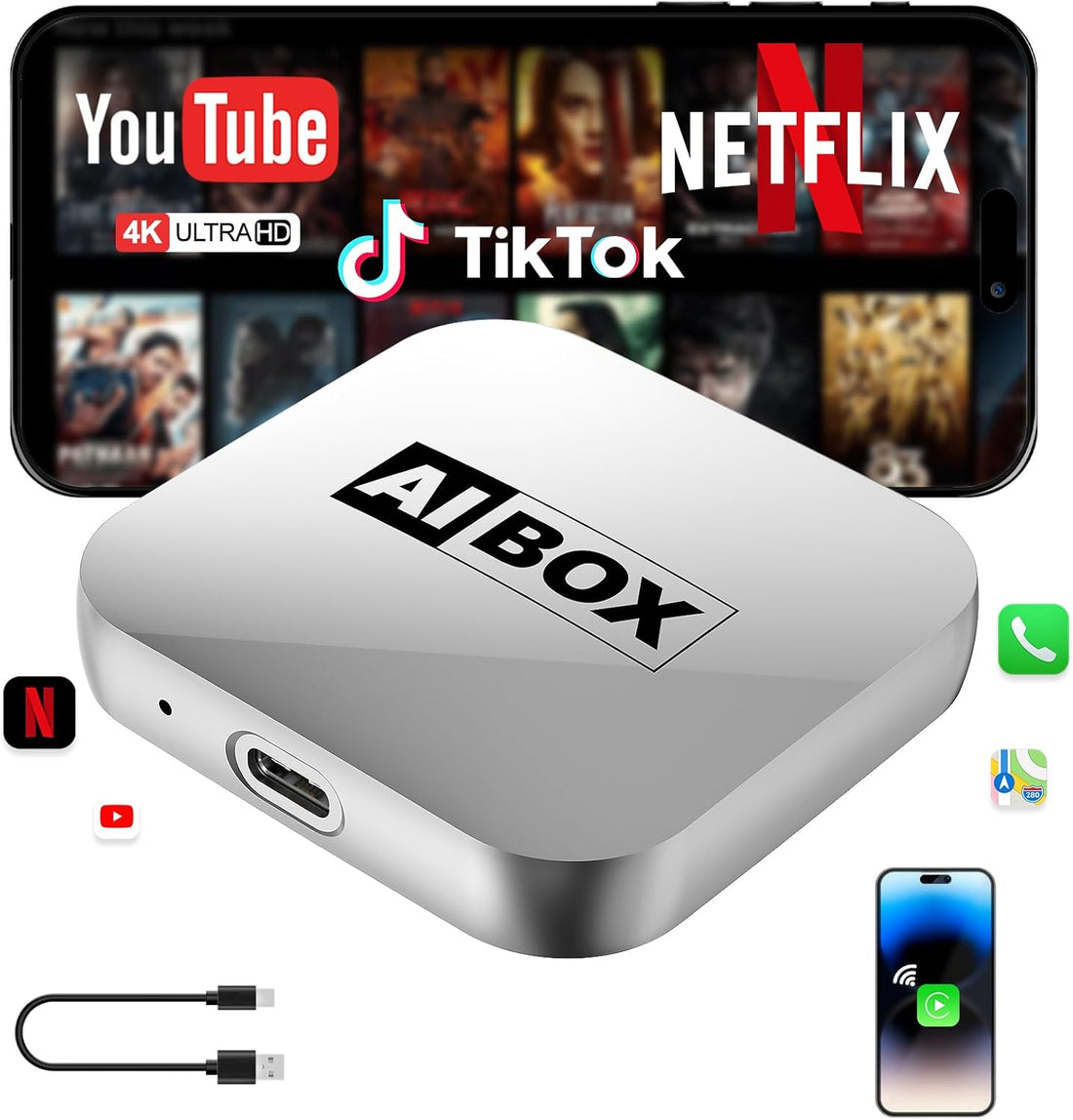 Encalife Wireless CarPlay AI Box Adapter