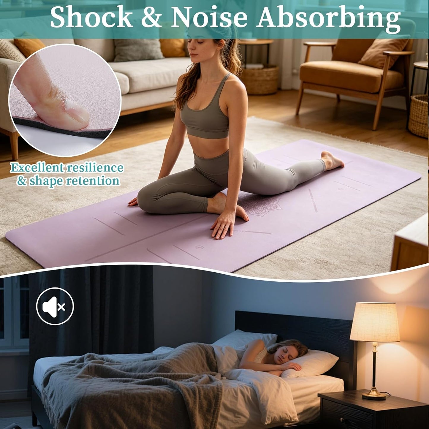 Yoga Mat I Non-Slip Mat with Natural Rubber Base encalife