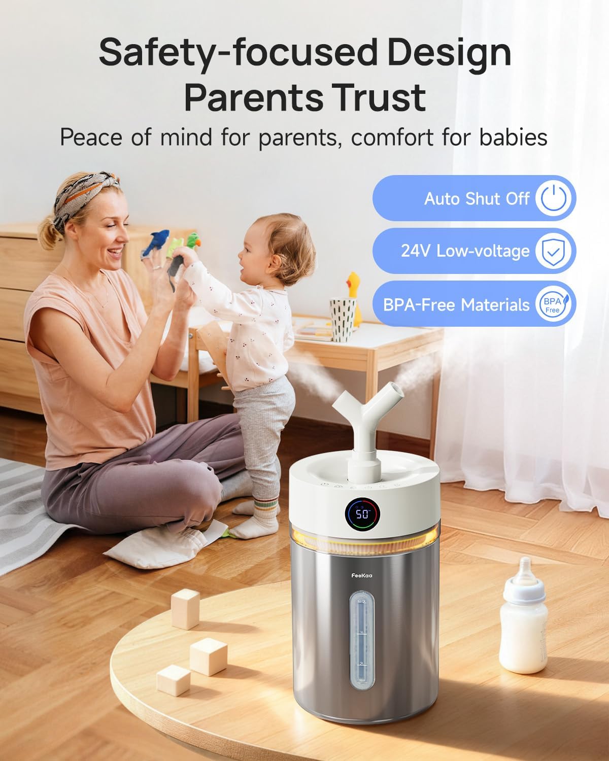 Stainless Steel Humidifier With Aroma Mist Control encalife