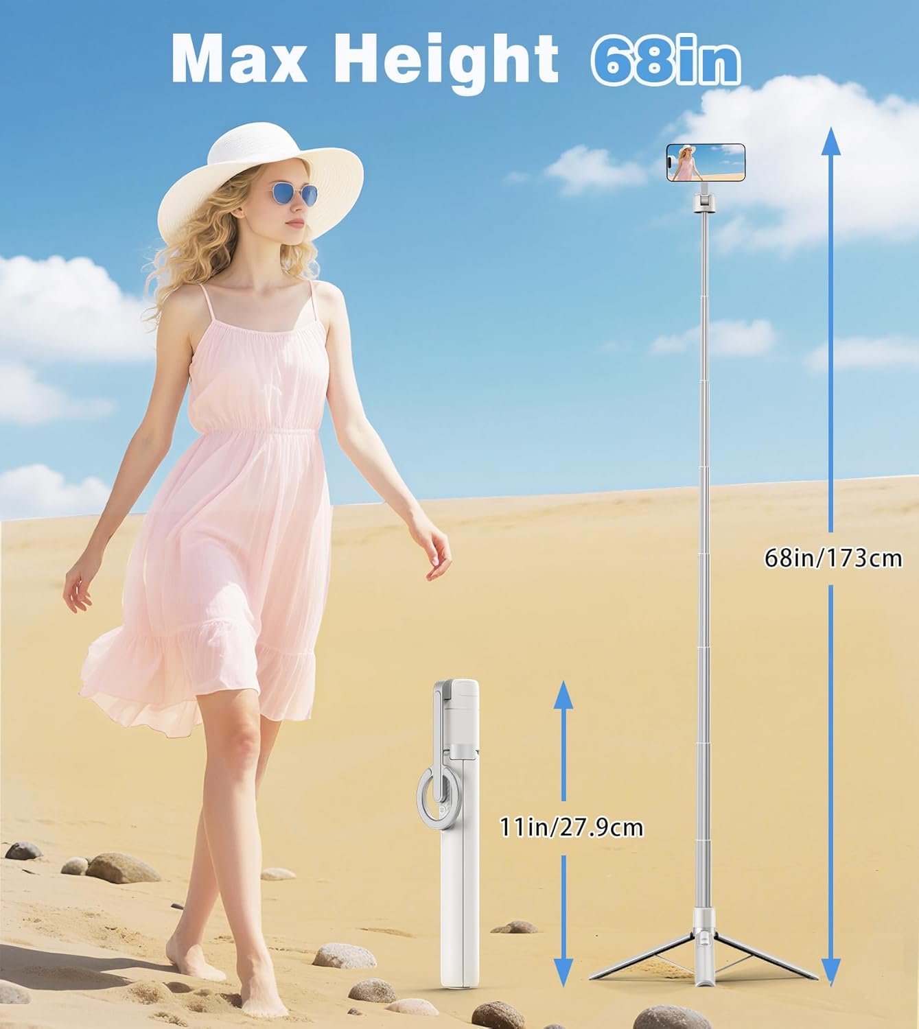 Magnetic Selfie Tripod Mobile Stand For Content Creation encalife