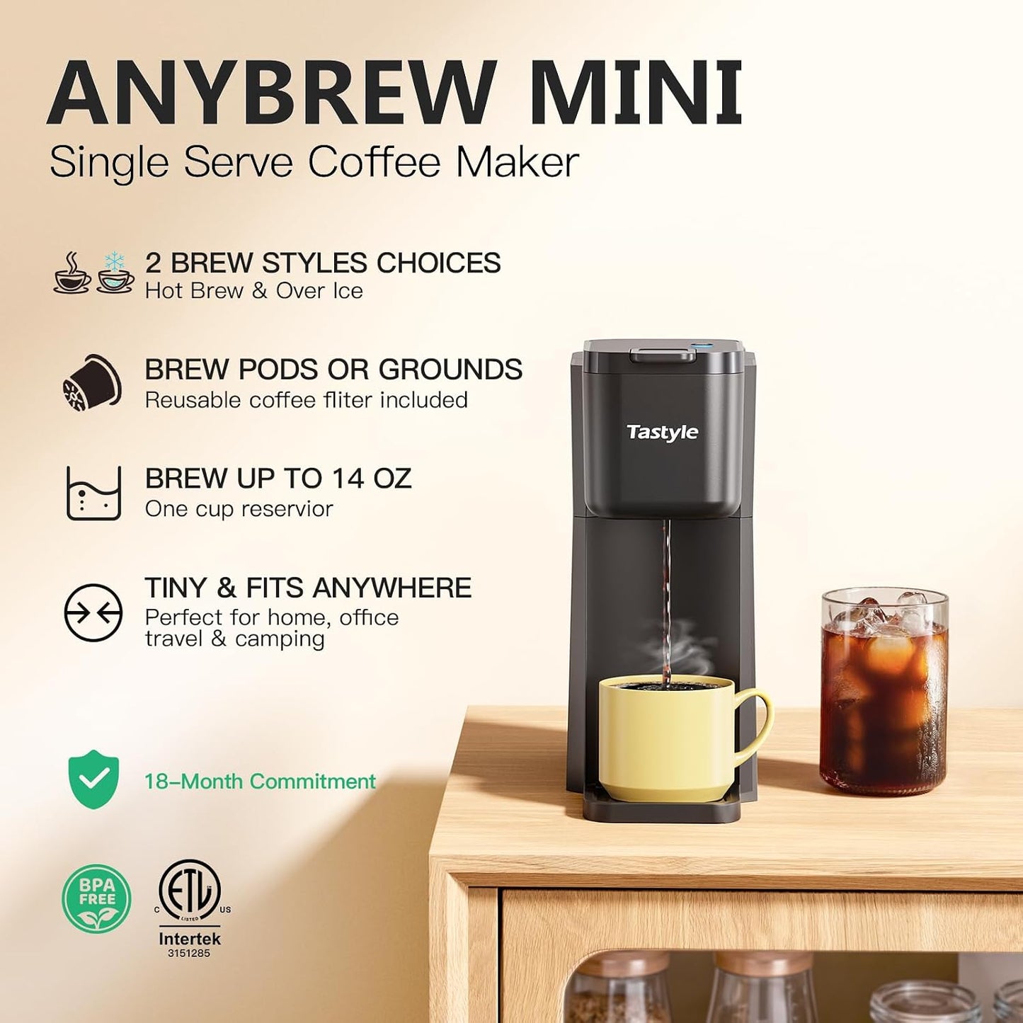 Mini Hot Iced Single Serve Coffee Maker encalife