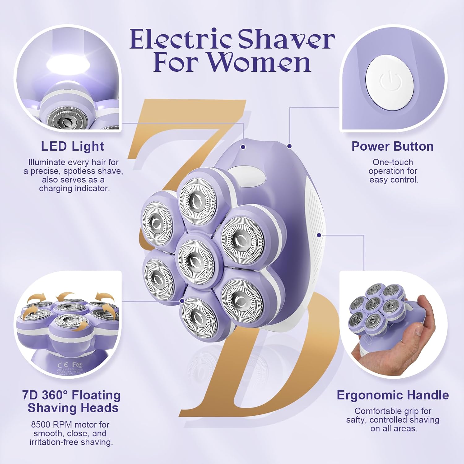 7D Electric Razor Women Full Body Shaver encalife