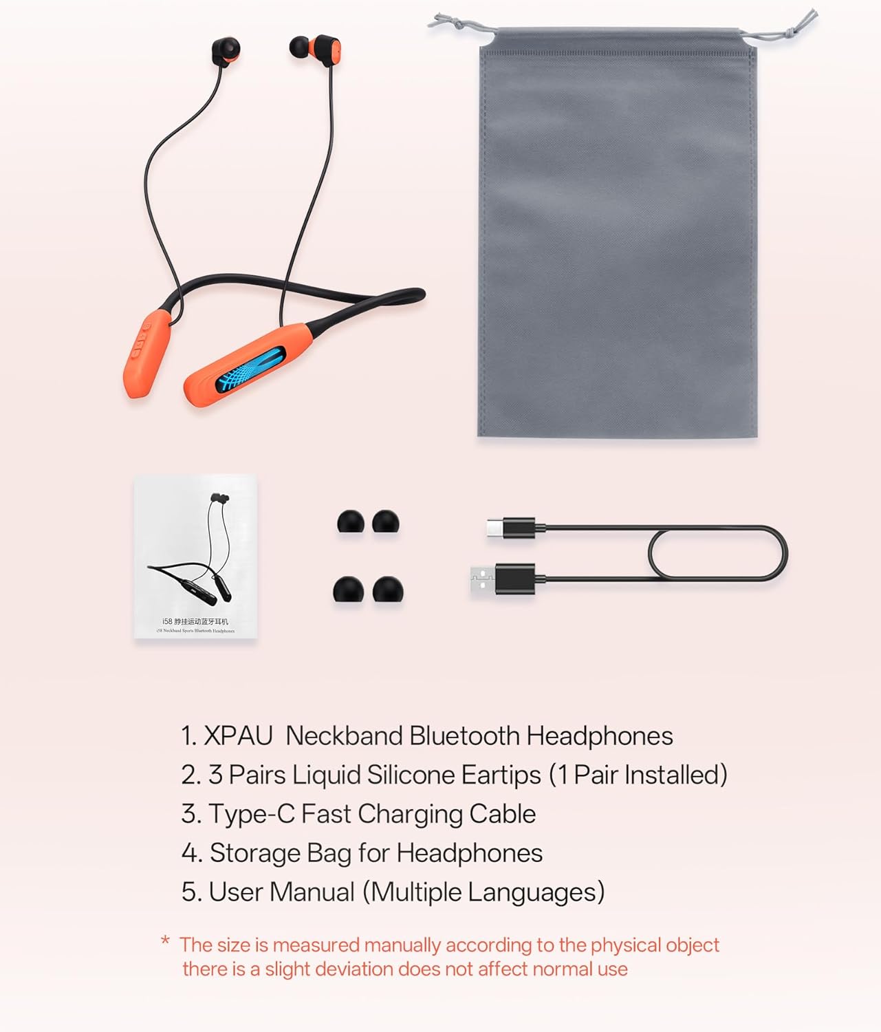 Neckband Bluetooth Headphones with 80H Playtime encalife