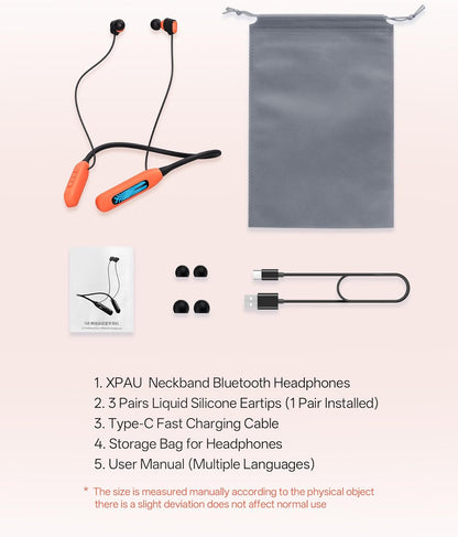 Neckband Bluetooth Headphones with 80H Playtime encalife