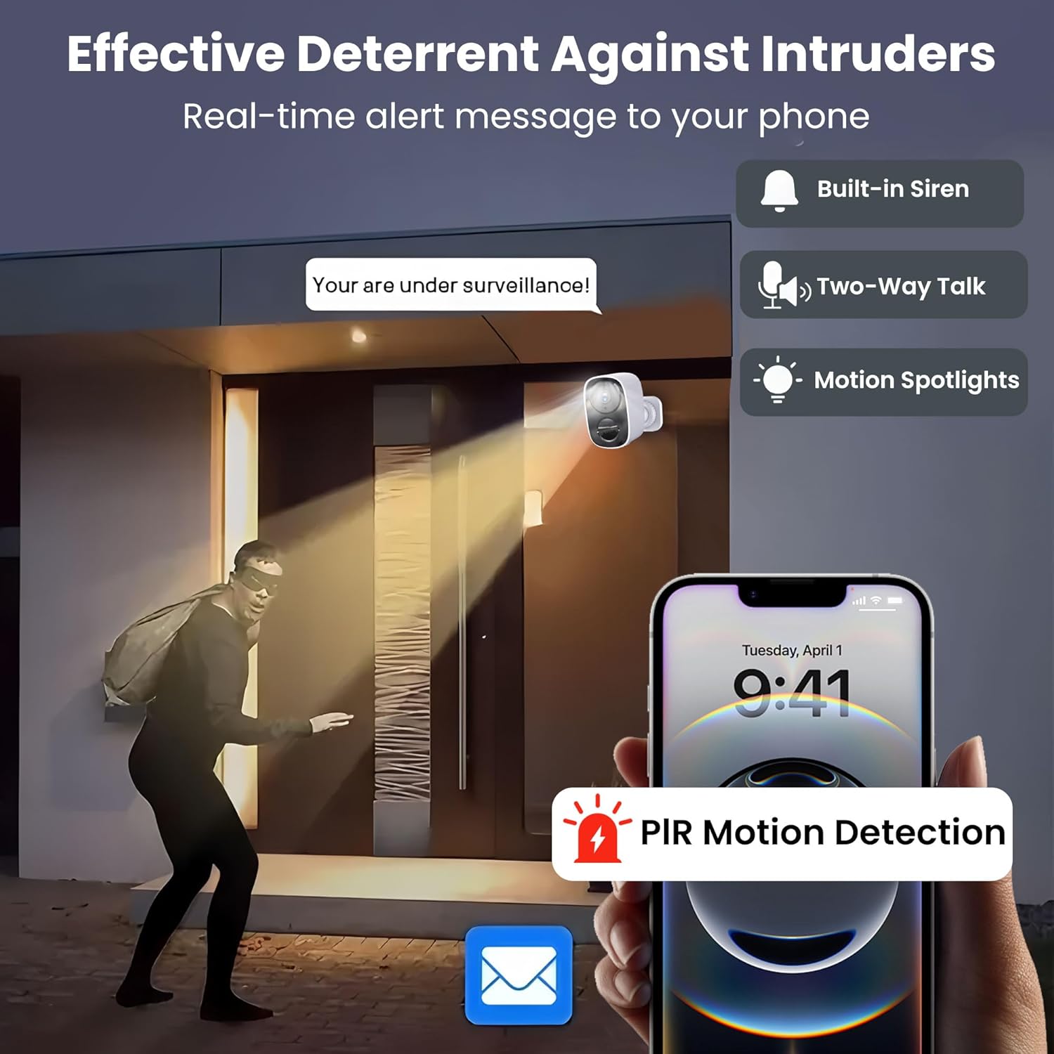 2K Wireless Security Camera I Outdoor, AI Motion Detection encalife