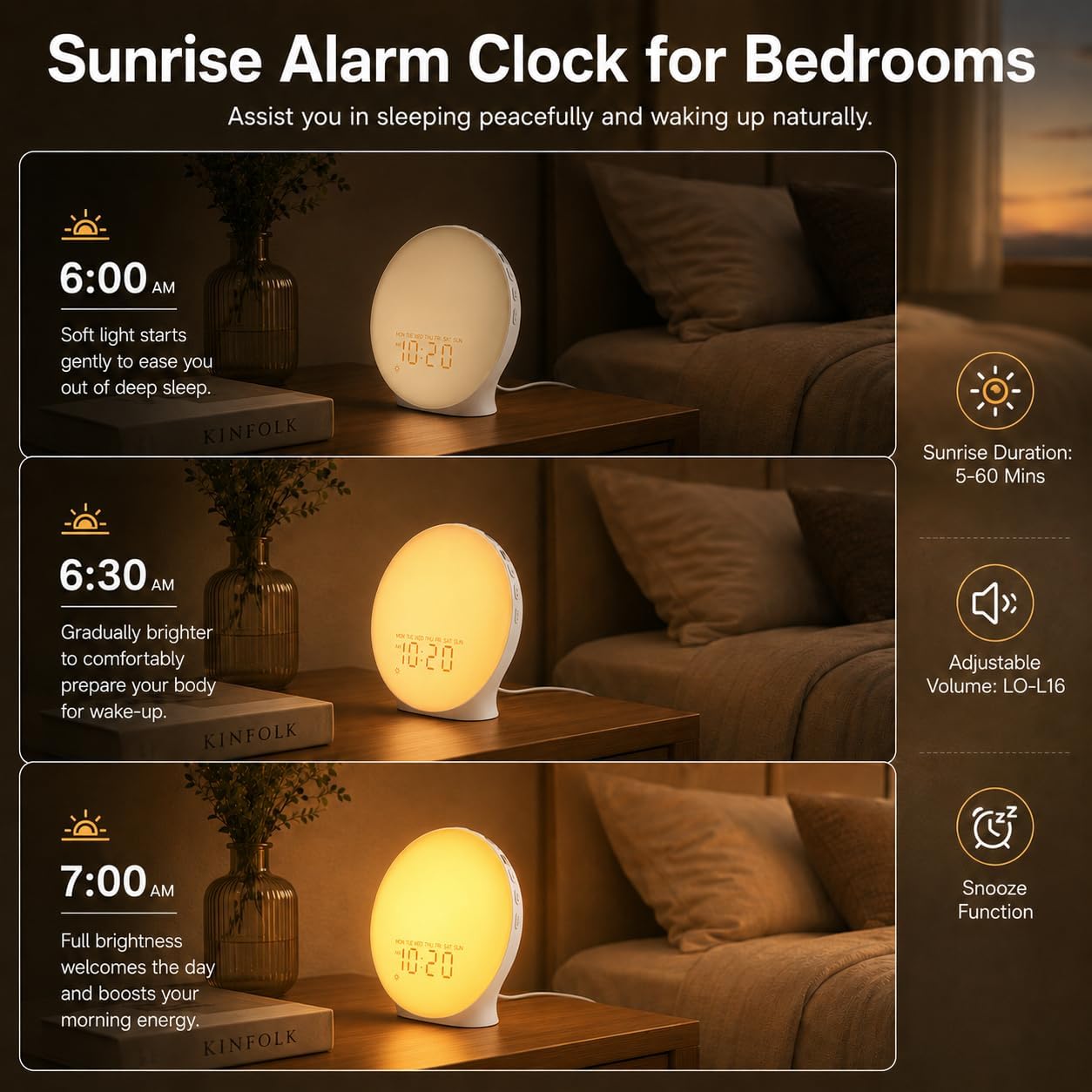 Sunrise Alarm Clock White Noise Machine encalife