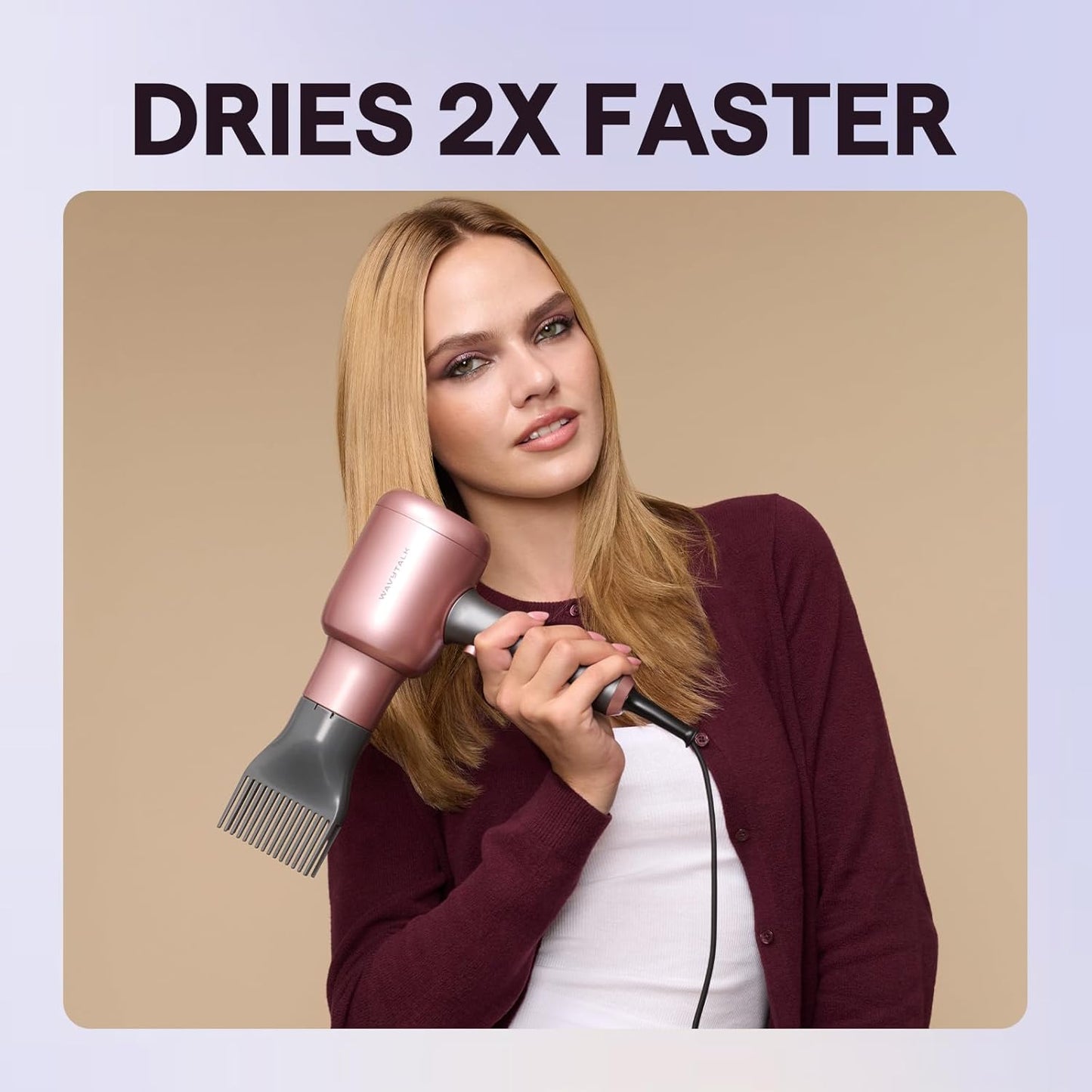 Rose Gold Ionic Hair Dryer | 1875W Blow Dryer for Curly Hair with Diffuser encalife