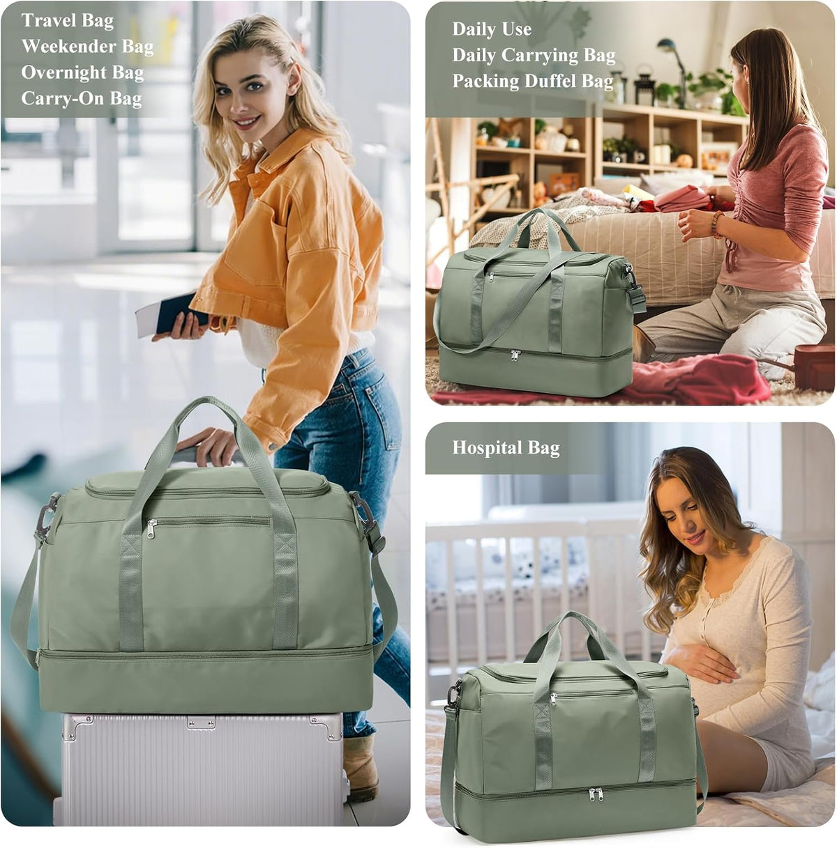 Weekender Bag with Shoe Compartment | Carry on luggage encalife