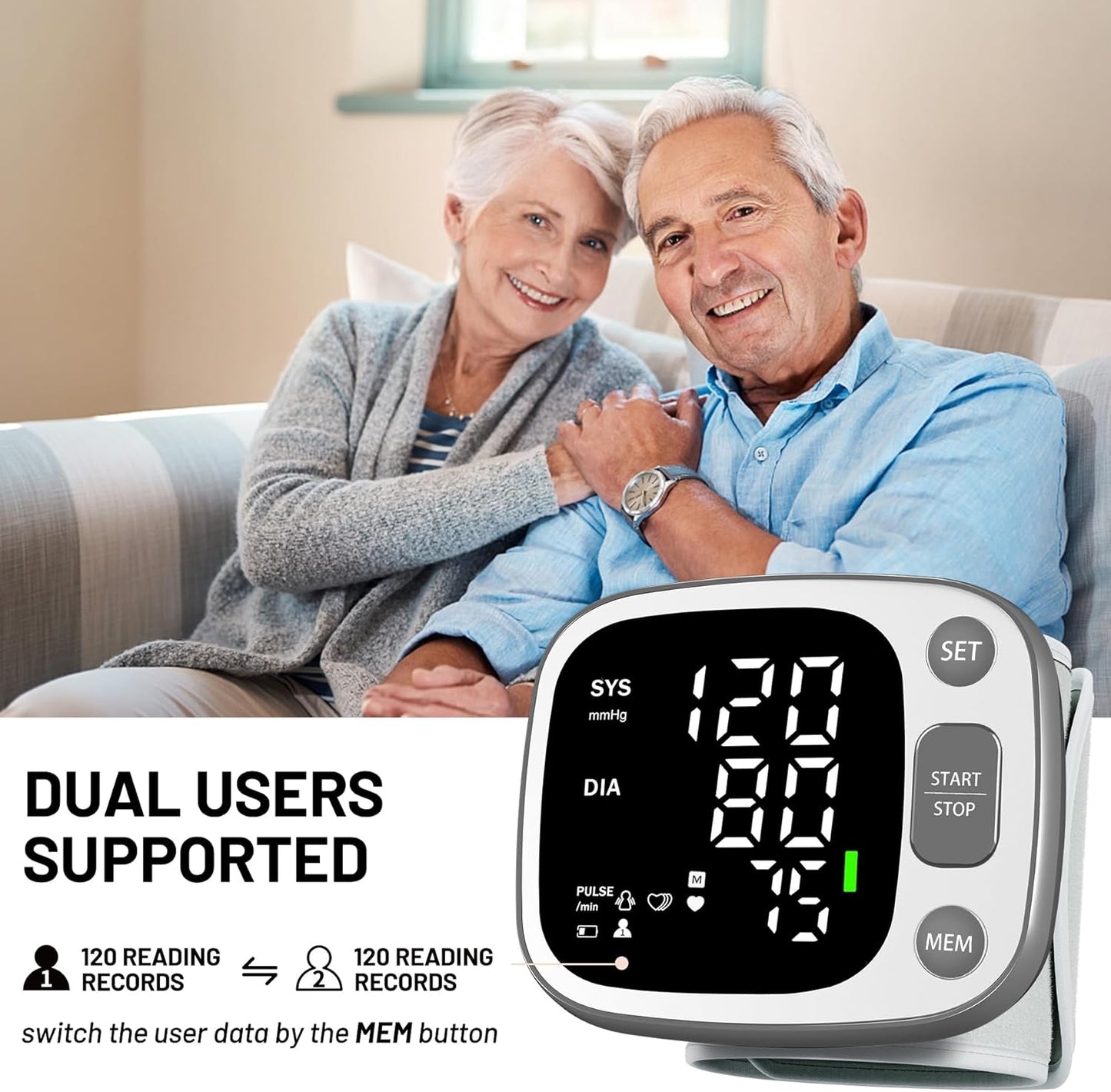 Rechargeable Wrist Blood Pressure Monitor for Home encalife