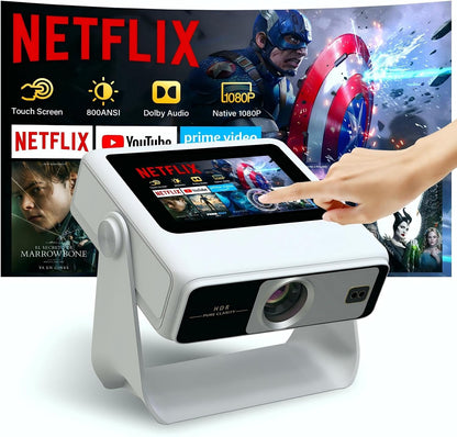 touchscreen 1080p cinema projector for bedroom entertainment