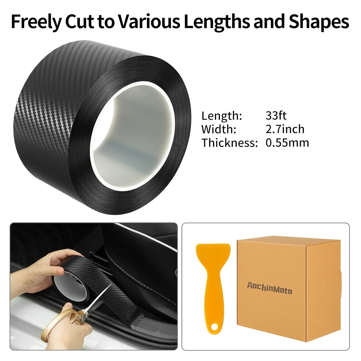 Matte Carbon Fiber Car Door Sill Protector Tape encalife