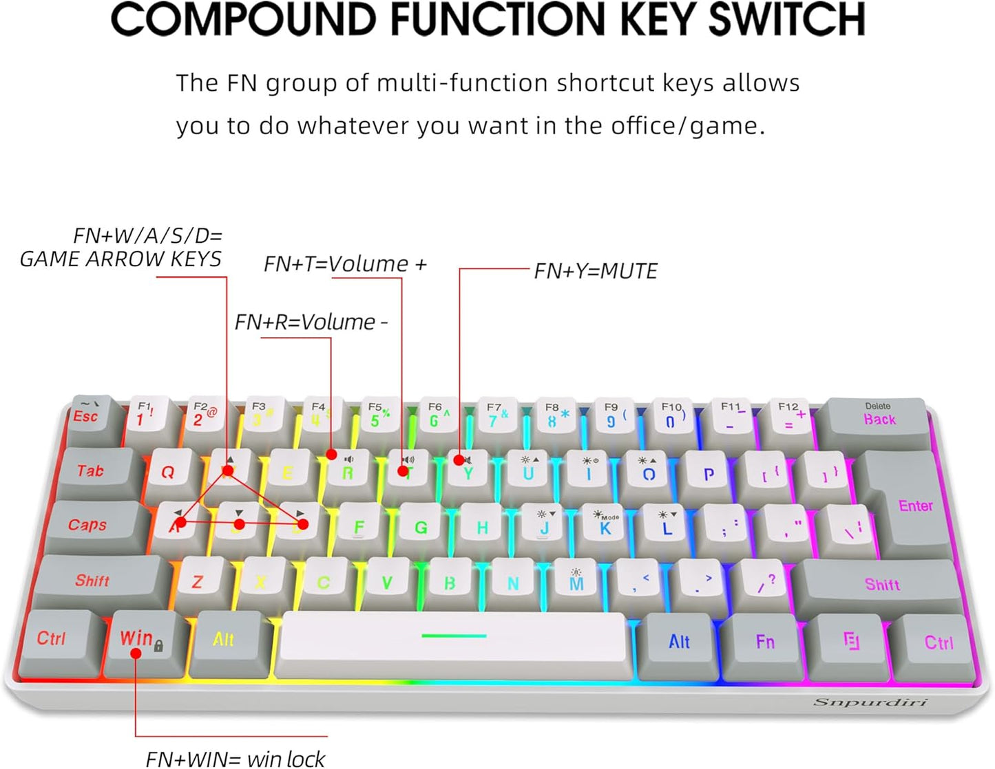 Pro Gaming Keyboard I 60% RGB Wired encalife