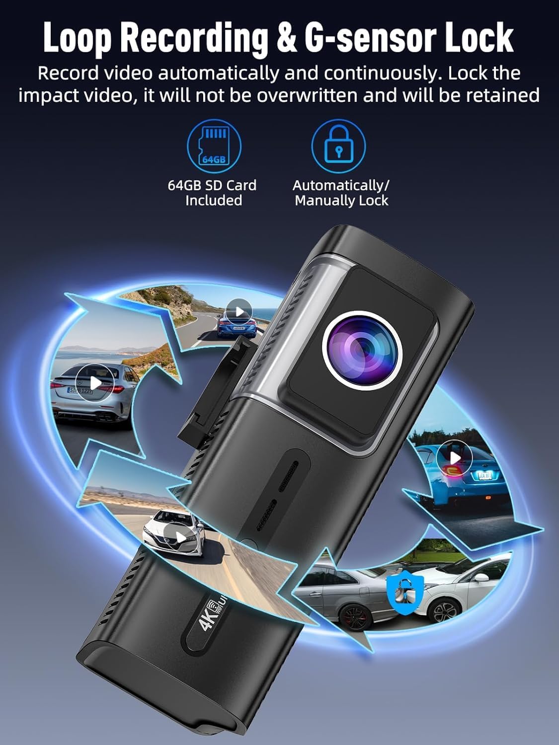 3 Channel 4K Dash Cam I Front Rear Inside WiFi encalife