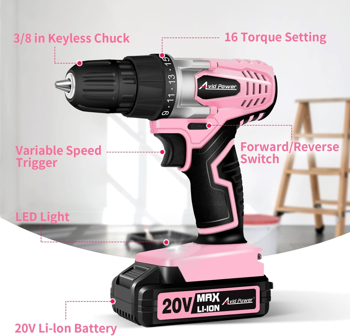 Cordless Drill Set | 20V Power DIY Electric Drill Kit encalife