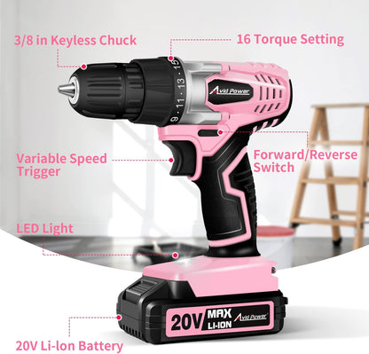 Cordless Drill Set | 20V Power DIY Electric Drill Kit encalife