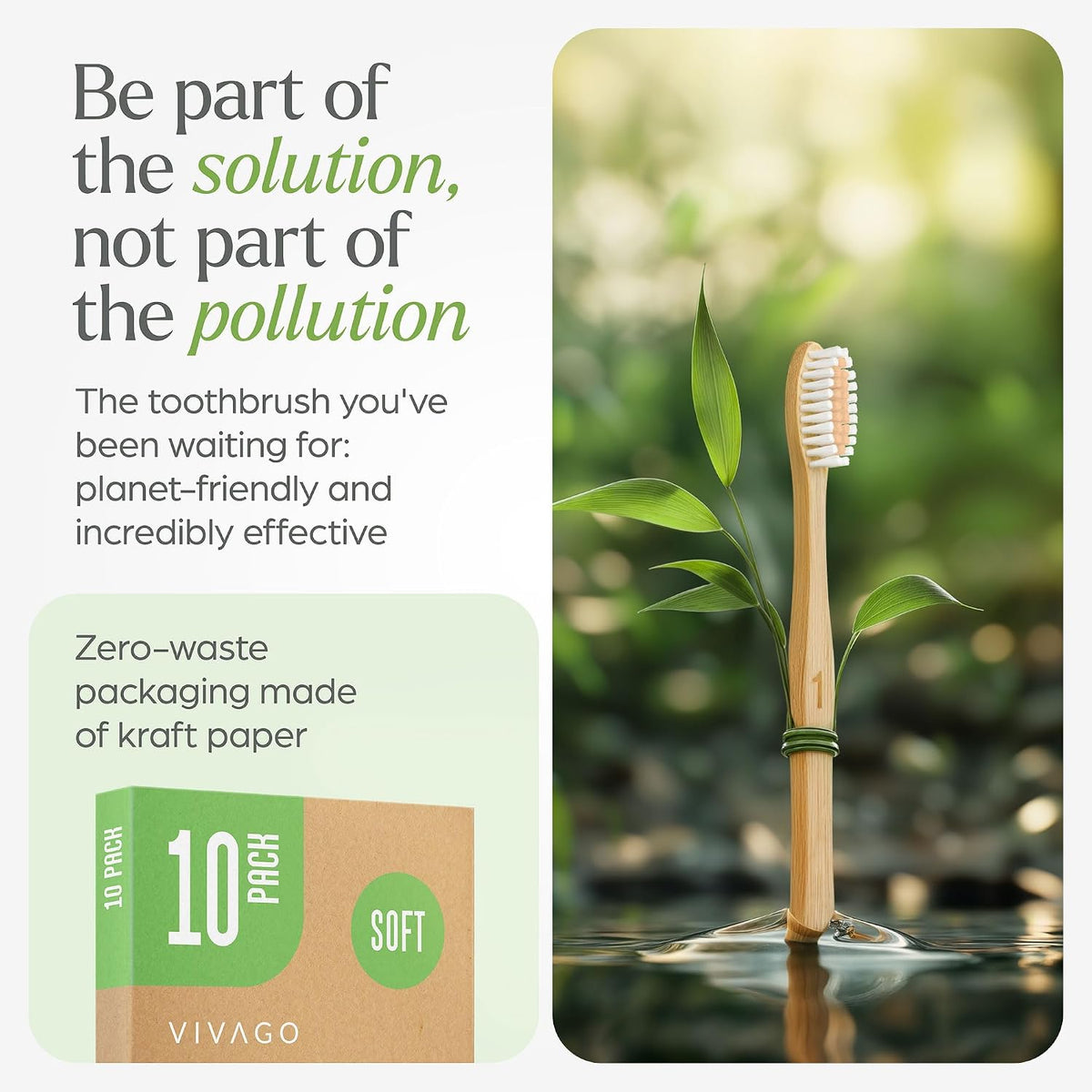 Soft Bristle Bamboo Toothbrushes 10-Pack encalife