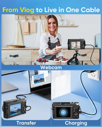 4K 64MP WiFi Vlogging Camera with Flip Screen encalife