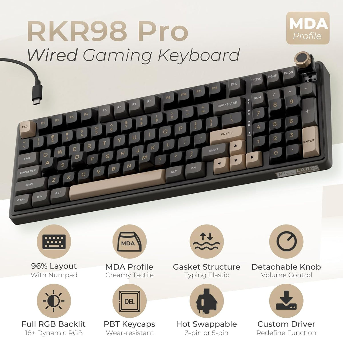 Gaming Mechanical Keyboard RGB Hot Swappable Numberpad encalife
