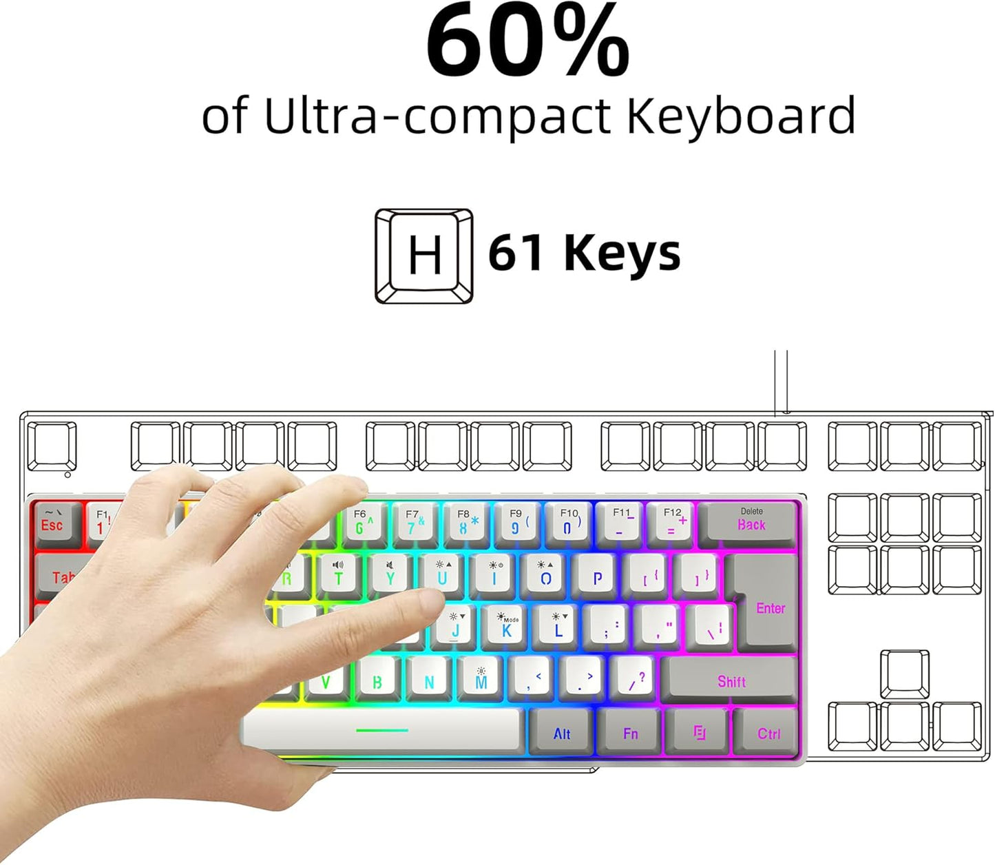 Pro Gaming Keyboard I 60% RGB Wired encalife