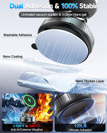 Magnetic MagSafe Car Mount Charger 780° Suction encalife