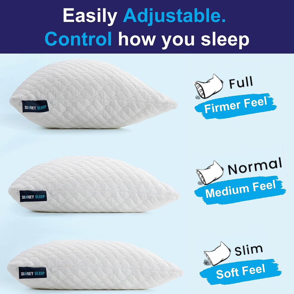 Side Sleeper Adjustable Memory Foam Pillow encalife