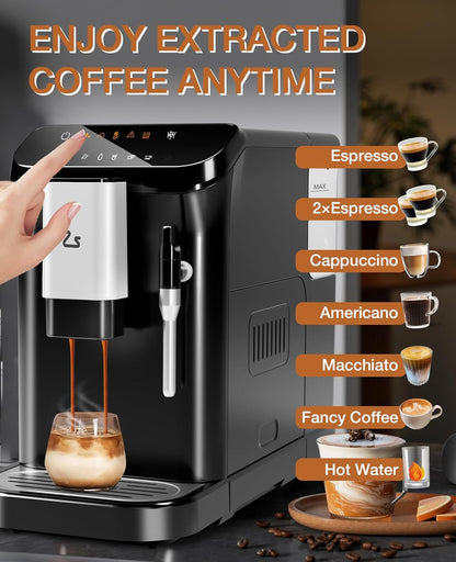 20 Bar Automatic Espresso Machine with Grinder &amp; Frother encalife