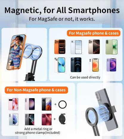 69-Inch Magnetic Phone Tripod With Rechargeable Remote encalife