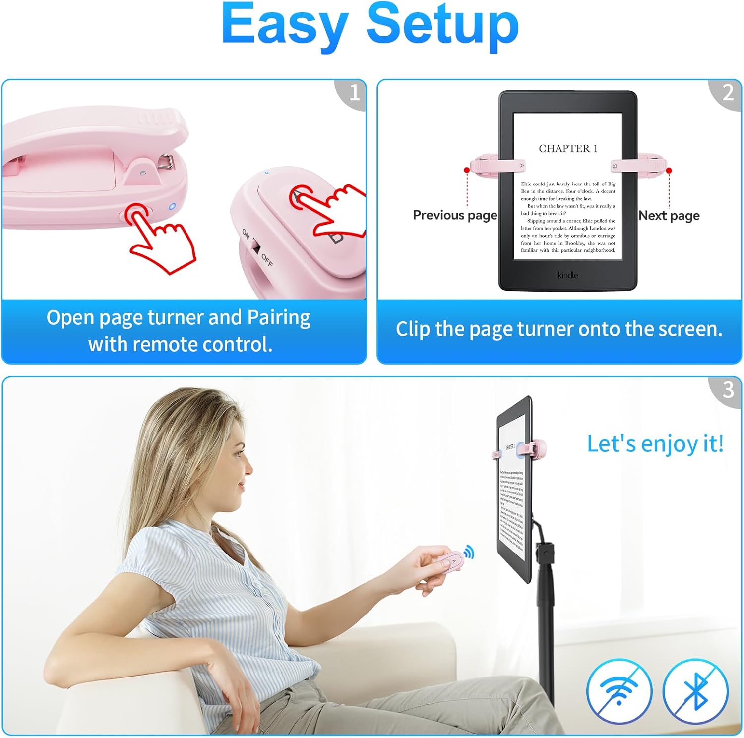 Dual Clip Page Turner Remote for Active Readers encalife