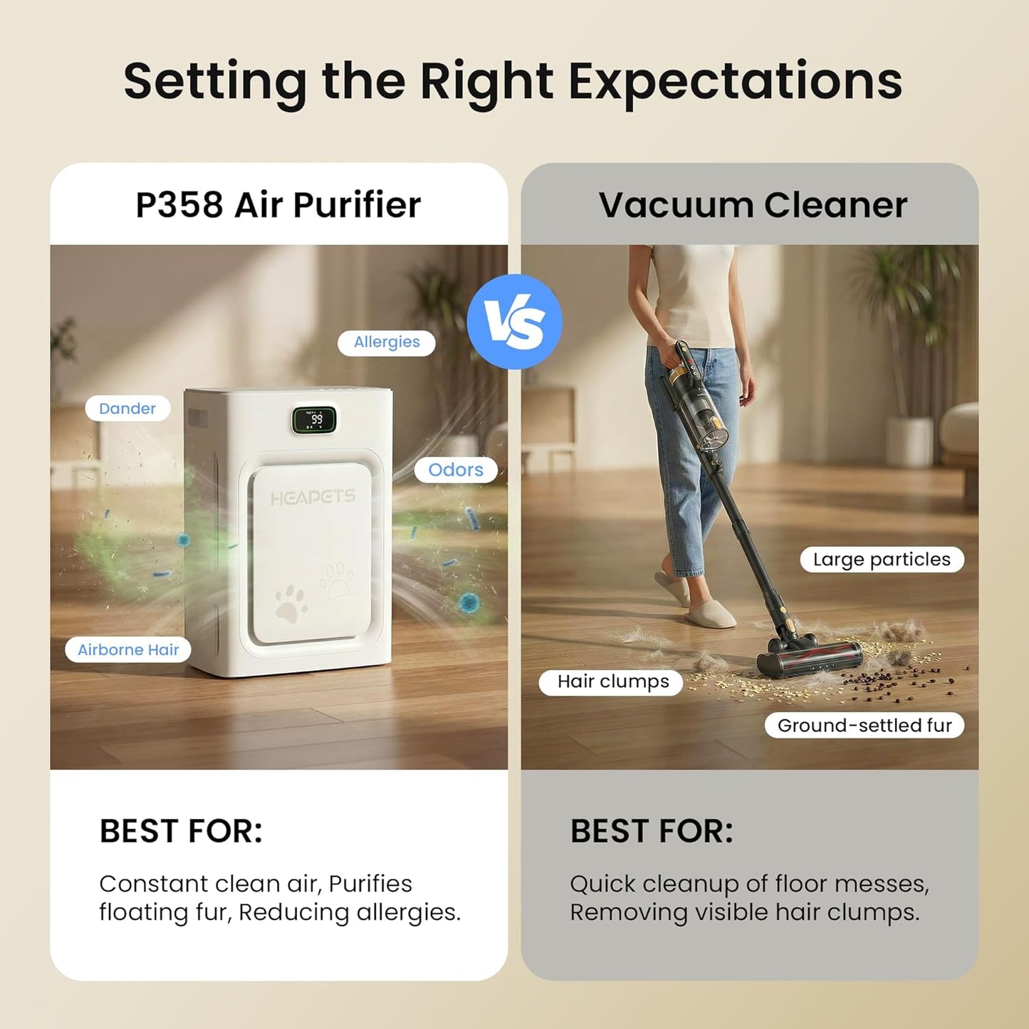 Pet Air Purifier Large Room | HEPA Odor & Dander Cleaner encalife