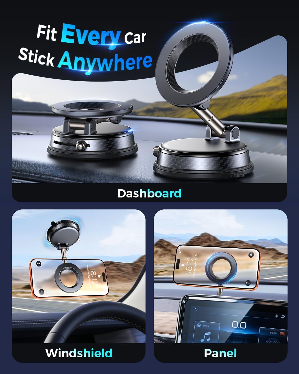 Magnetic MagSafe Car Phone Mount Vacuum Suction encalife