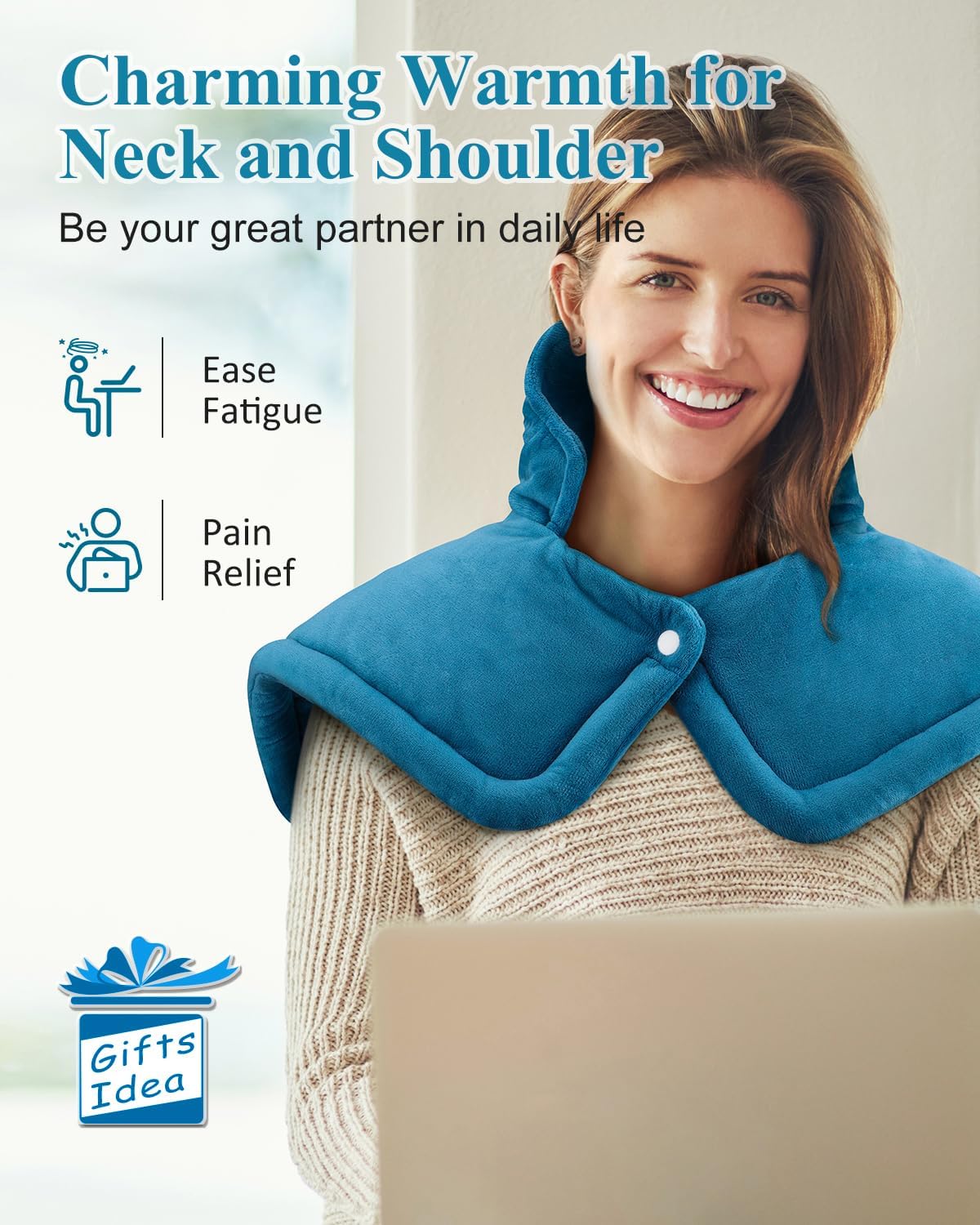 Weighted Heated Neck Shoulder Wrap for Comfort Relaxation encalife