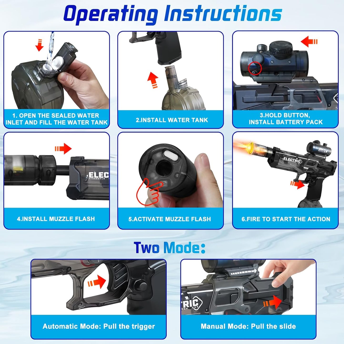 Electric Water Gun | Flash Recoil High Capacity Blaster Toy encalife