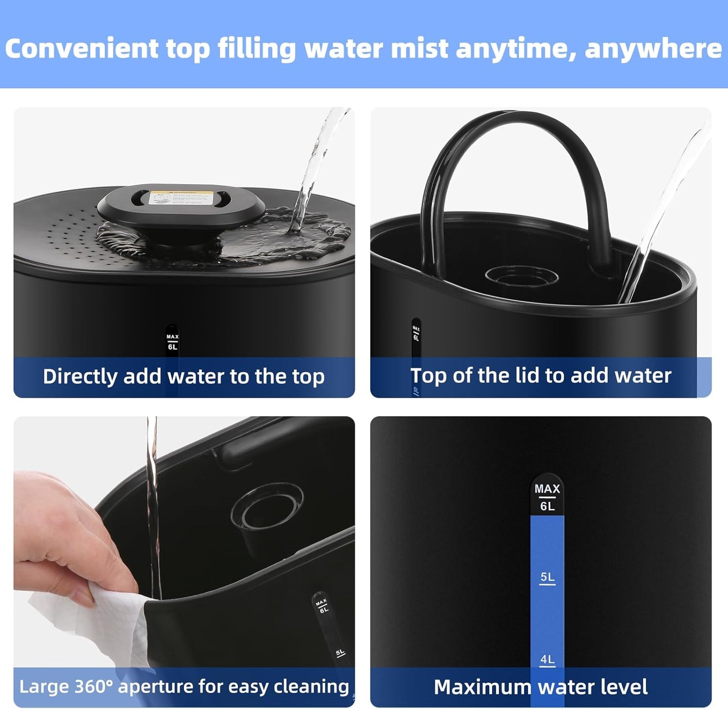 Warm & Cool Mist Humidifier | 6L Capacity | With Essential Oil Diffuser encalife