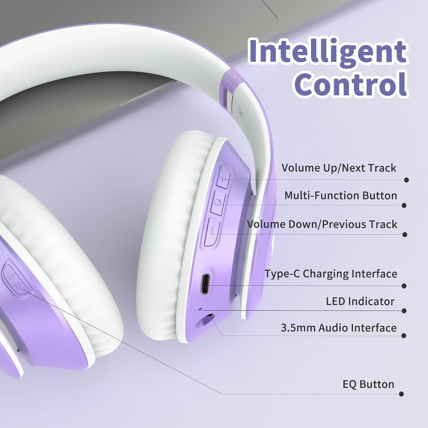 Over Ear Bluetooth Headphones with 65H Playtime encalife