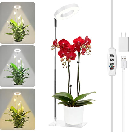 Modern ring grow light for indoor plants with adjustable stand