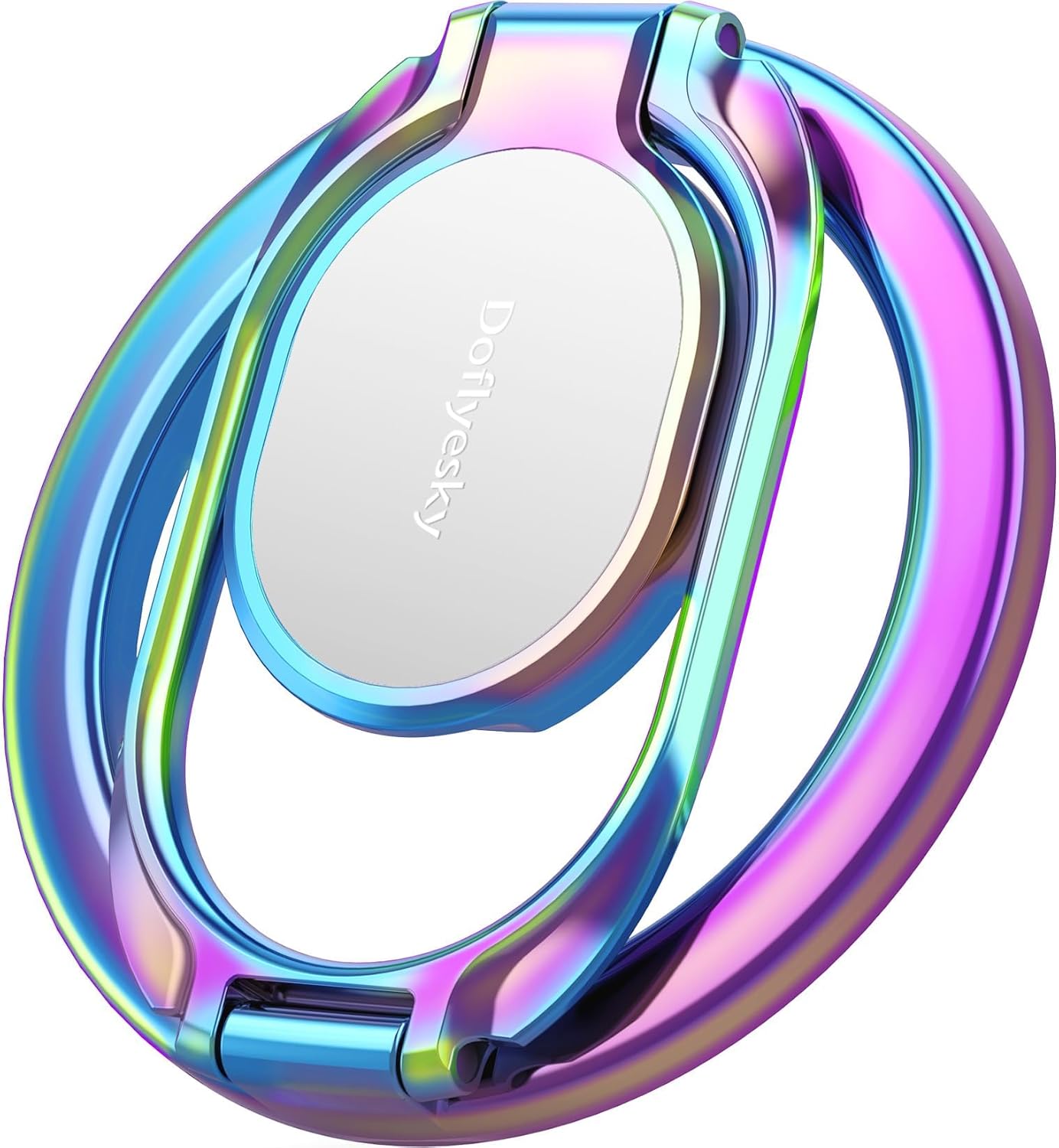 Iridescent double-magnetic MagSafe-compatible phone ring grip and adjustable stand
