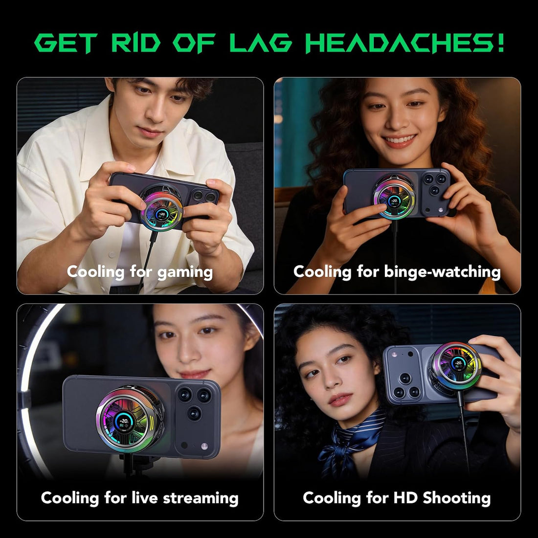 35W Magnetic Phone Cooler With Smart Display encalife