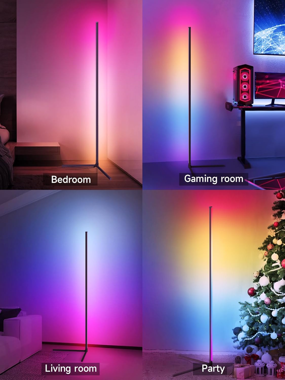 RGB Lighting Corner Floor Lamp for Gaming Room encalife