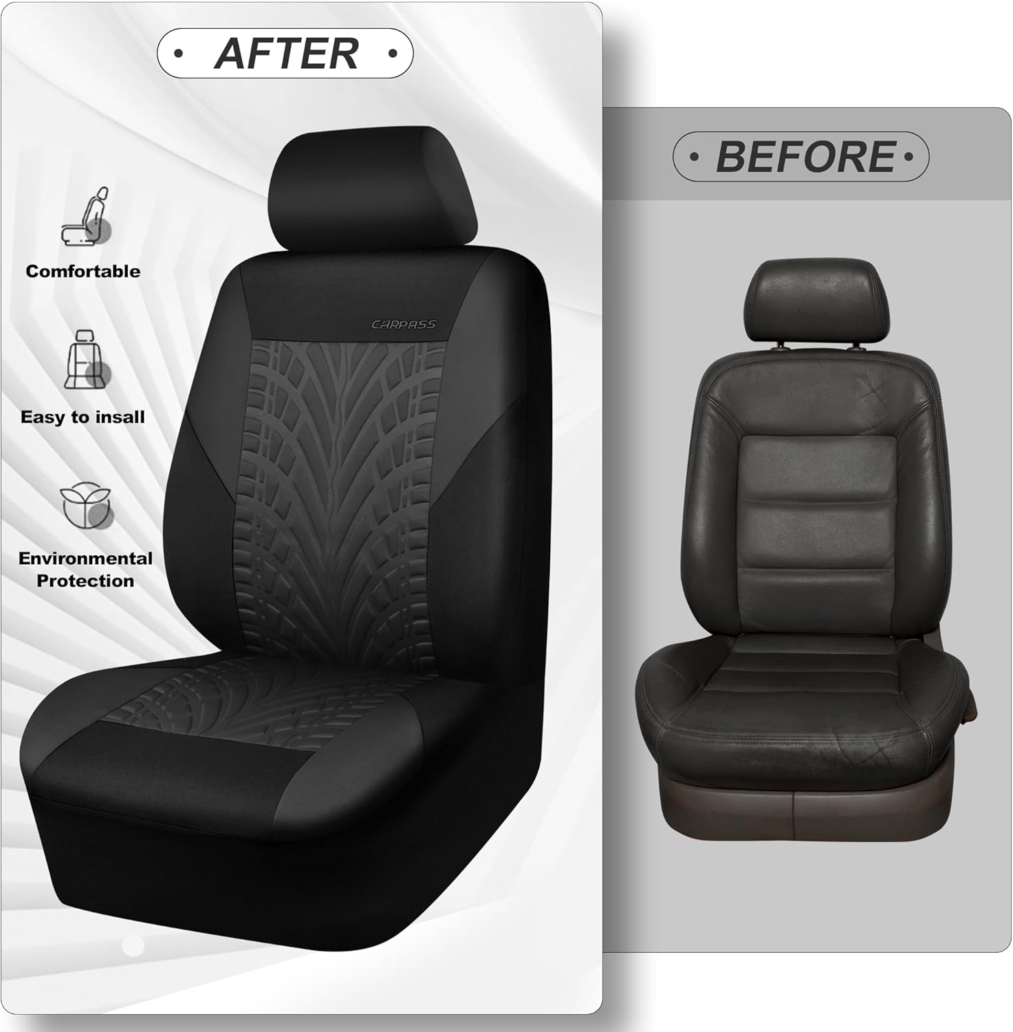 Full Set Car Seat Covers Front Rear Universal Black encalife