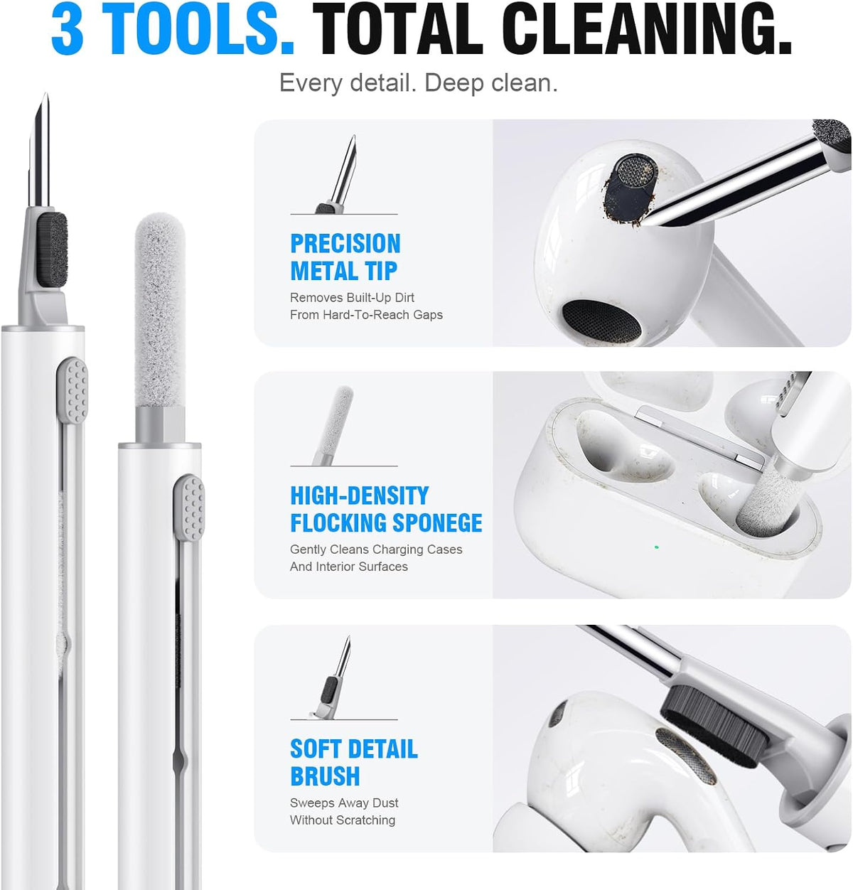 3-in-1 Earbud Cleaning Pen For Electronics Care encalife