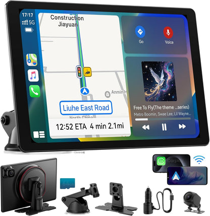 Ultra slim Wireless Carplay Screen with Android Auto voice control