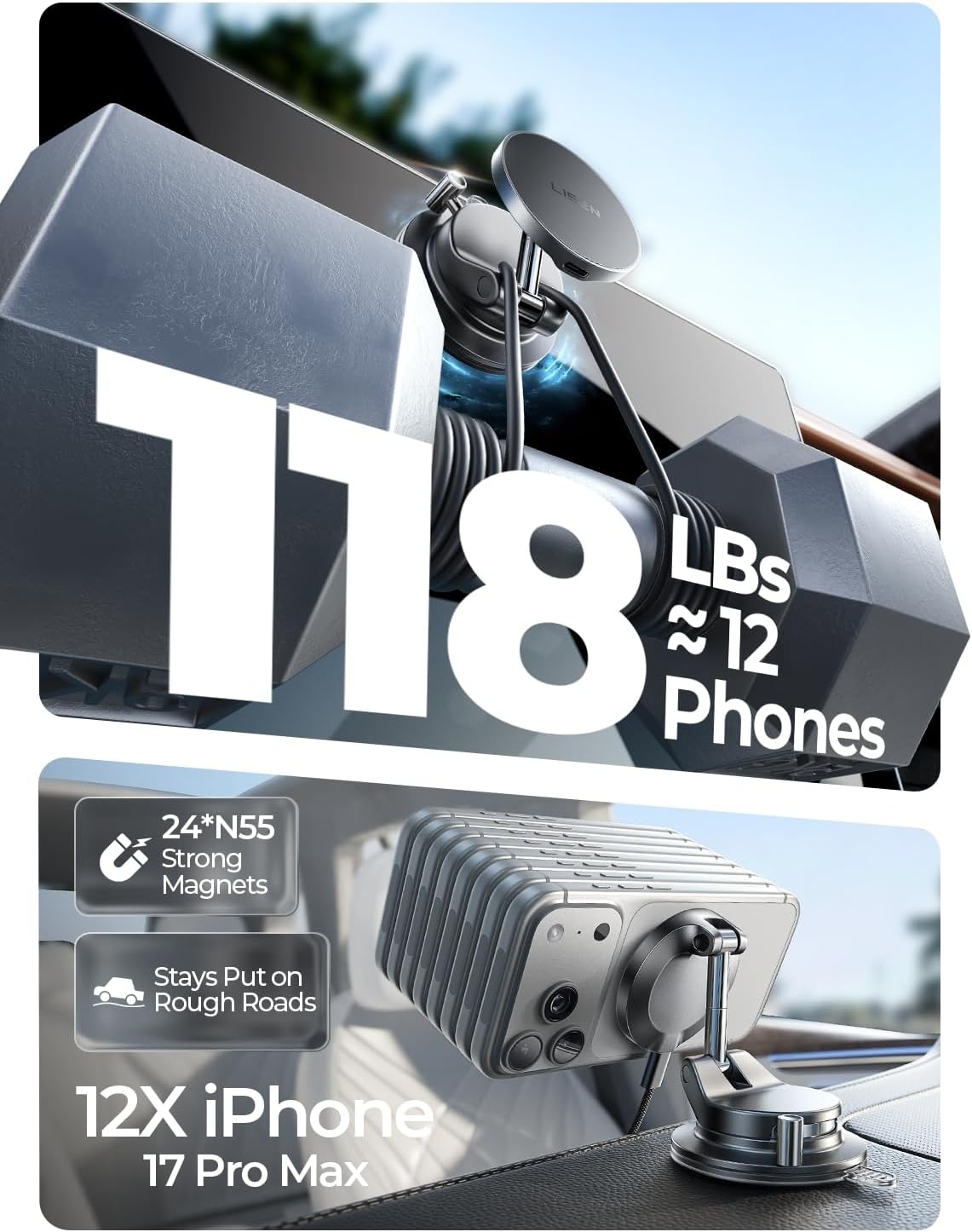 Magnetic MagSafe Car Mount Phone Charger Lever-Lock encalife