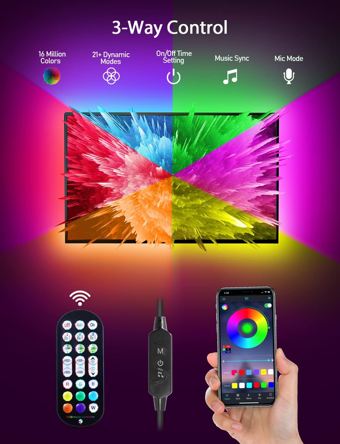 RGB LED TV Backlight With App Control encalife