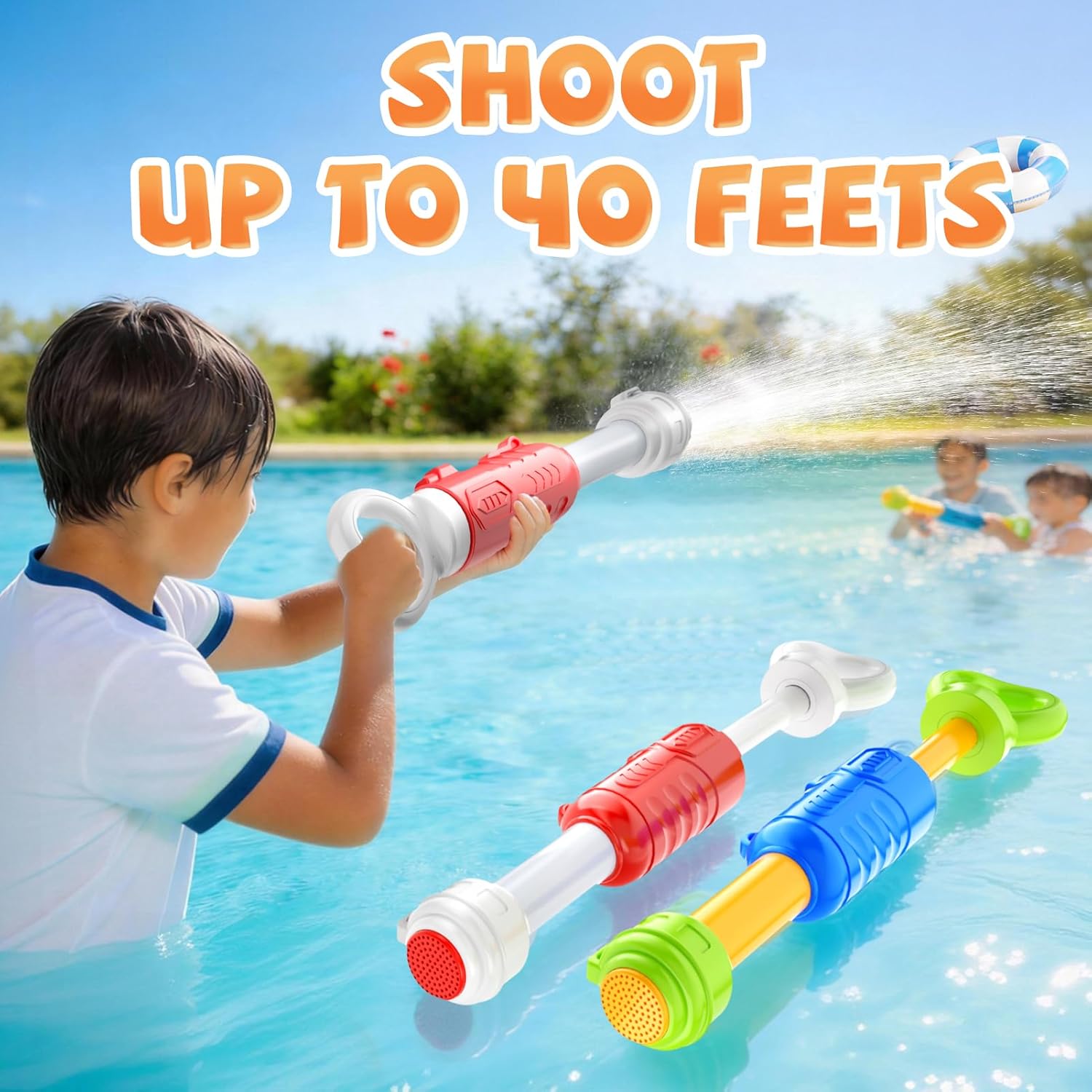 2 Pack Water Gun I 40ft Long-Range Blasters encalife