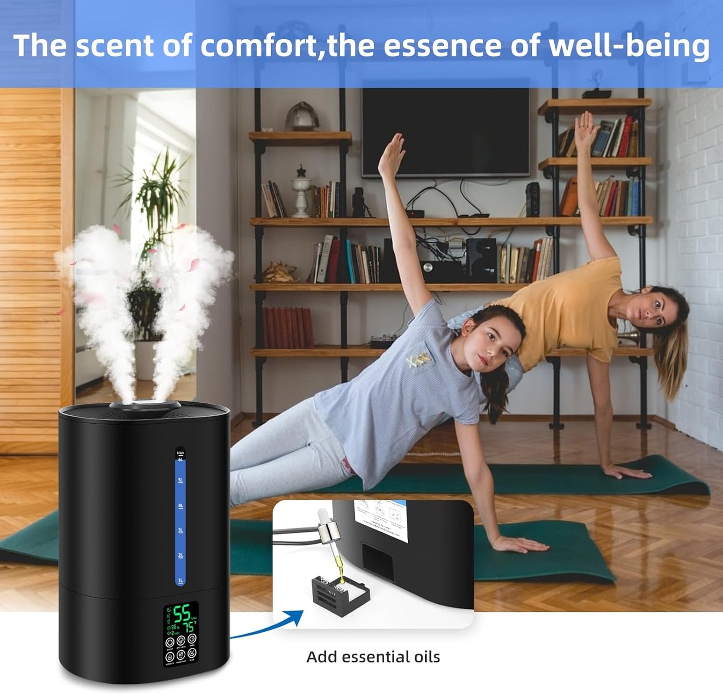 Warm & Cool Mist Humidifier | 6L Capacity | With Essential Oil Diffuser encalife