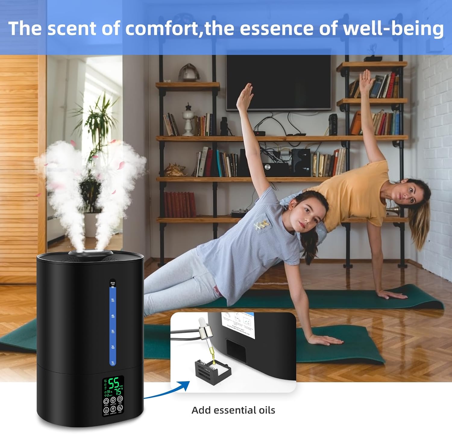 Warm & Cool Mist Humidifier | 6L Capacity | With Essential Oil Diffuser encalife