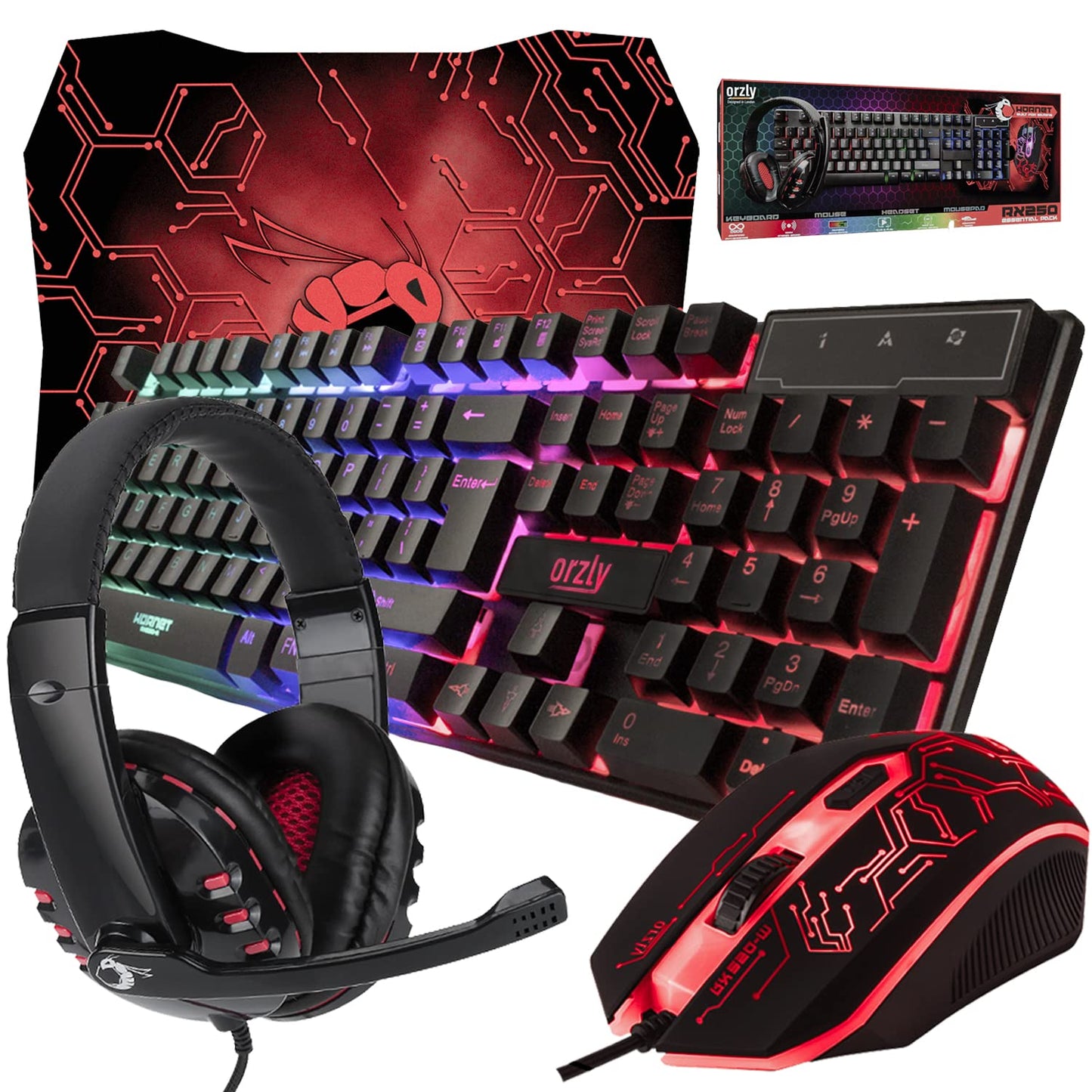 RGB Gaming Keyboard Mouse Headset Combo 4-in-1 Bundle