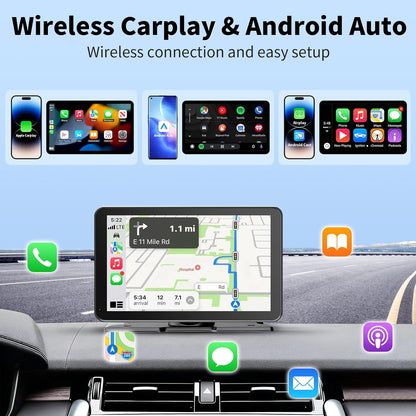 9 Inch Wireless Carplay Screen Portable Touchscreen encalife