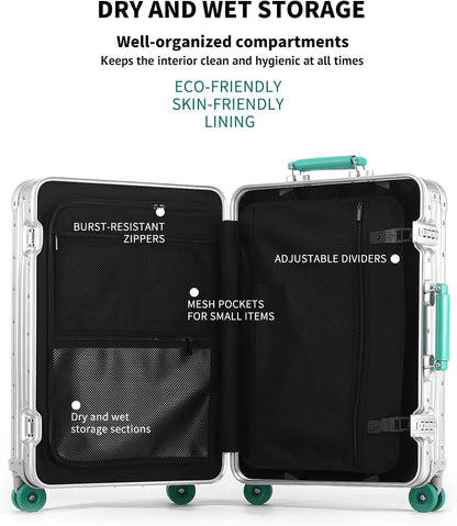 Aluminum Frame Zipperless Carry On Luggage encalife