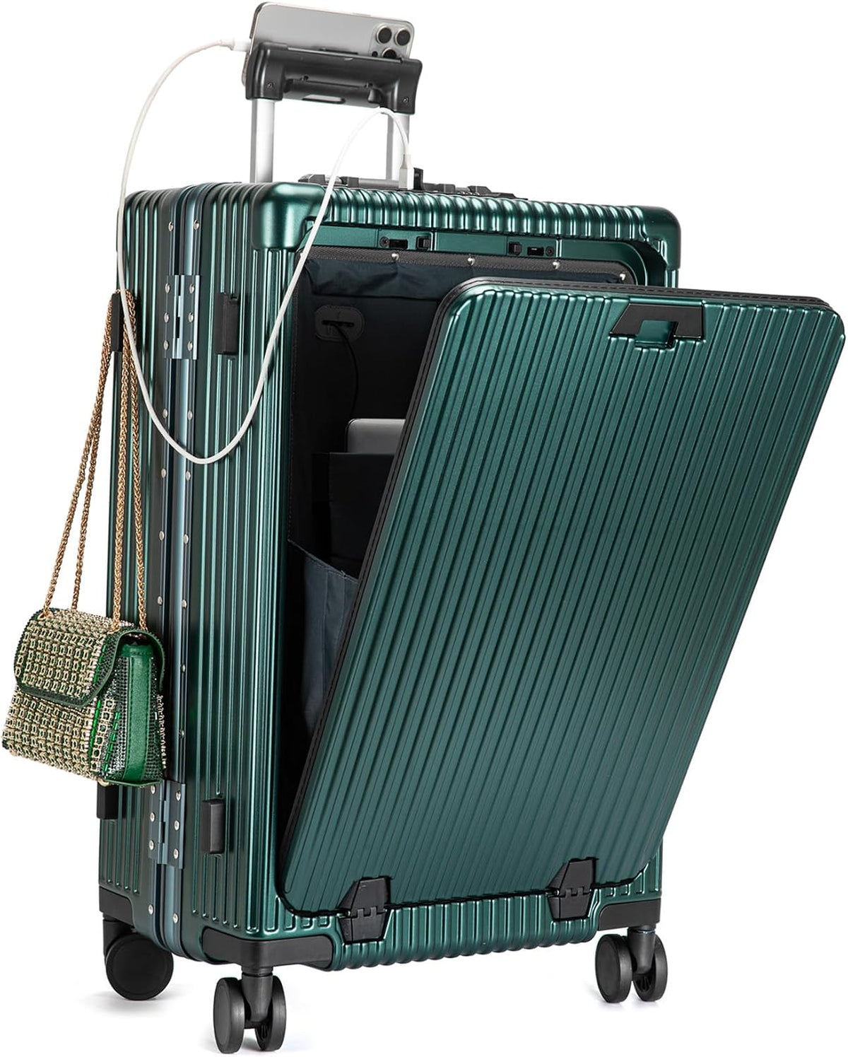 Smart Hardshell Carry-On Luggage with USB encalife